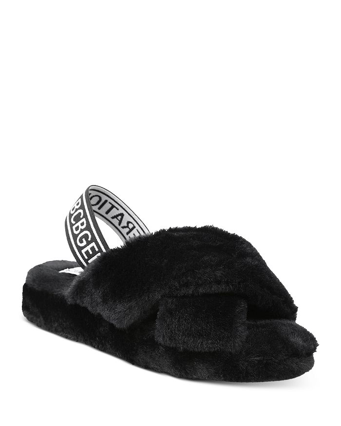 Fur slingback sales slides
