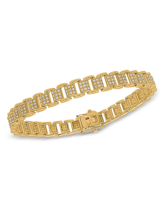 Bloomingdale's Men's Diamond Bracelet In 14k Yellow Gold, 1.25 Ct. T.w. - 100% Exclusive In Gold/white