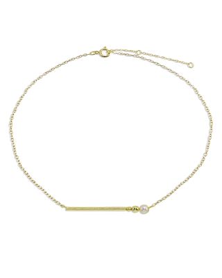 Aqua 18K Gold-Plated Sterling Silver Freshwater Pearl Bar Necklace - Exclusive