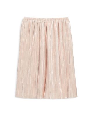 pink metallic pleated skirt