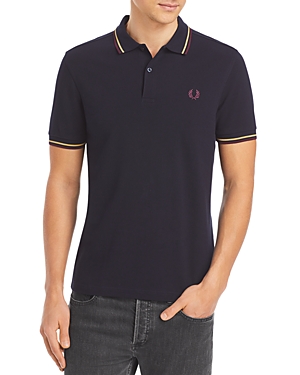Fred Perry Twin Tipped Slim Fit Polo In Navy
