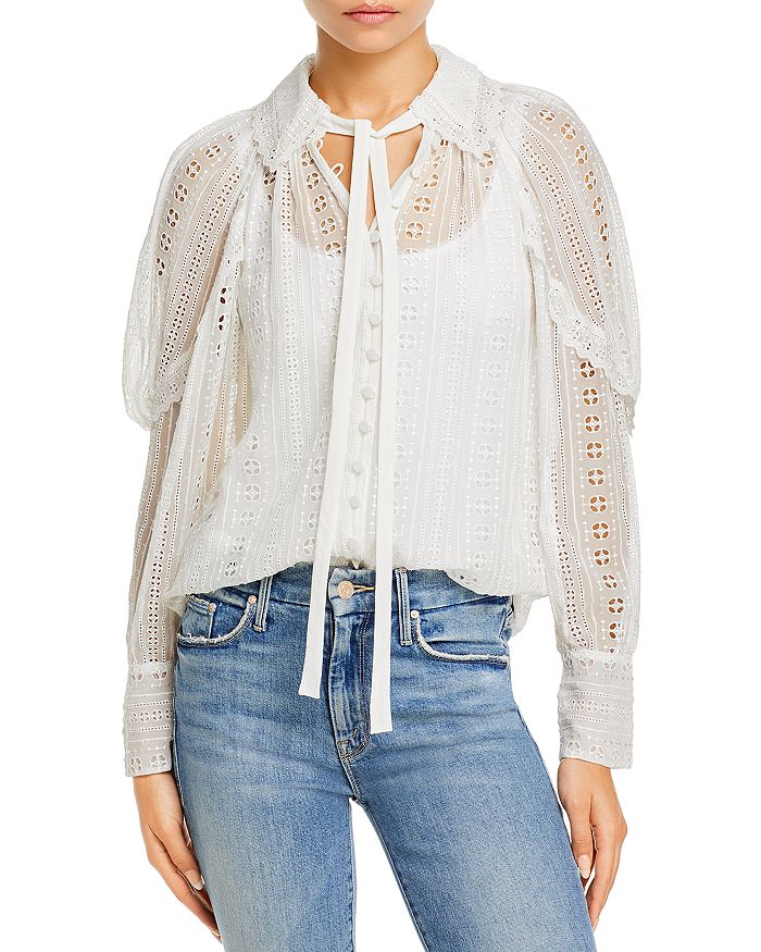Rebecca Taylor Embroidered Lace Blouse | Bloomingdale's