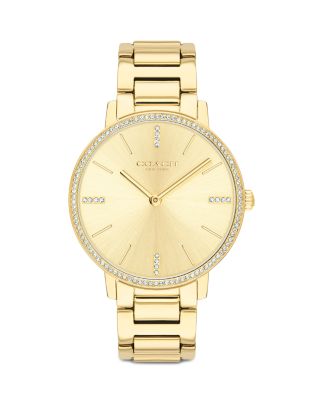 \'Coach Women\'s Audrey Gold-Tone
Stainless Steel Bracelet Watch 35mm Coach Audrey Quartz Crystal Coffee Dial Ladies Watch  main image 3