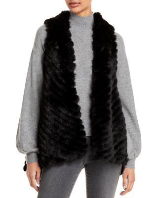 Jocelyn - Striped Faux Fur Asymmetric Vest