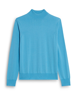 Sandro Mock Neck Ribbed-knit Wool Sweater In Pastel Blue