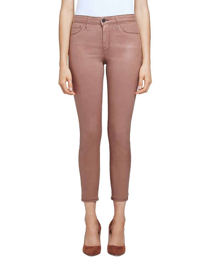 L Agence Marguerite Coated Skinny Jeans In Sparrow Contrast Coated