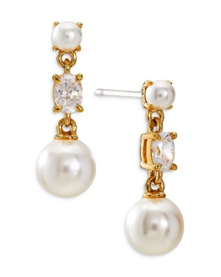 Nadri - Emilia Imitation Pearl & Cubic Zirconia Small Drop Earrings