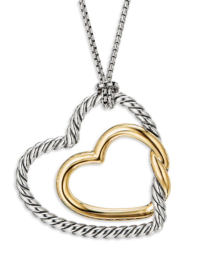 DAVID YURMAN STERLING SILVER & 18K YELLOW GOLD CONTINUANCE HEART NECKLACE, 36,N16180 S836