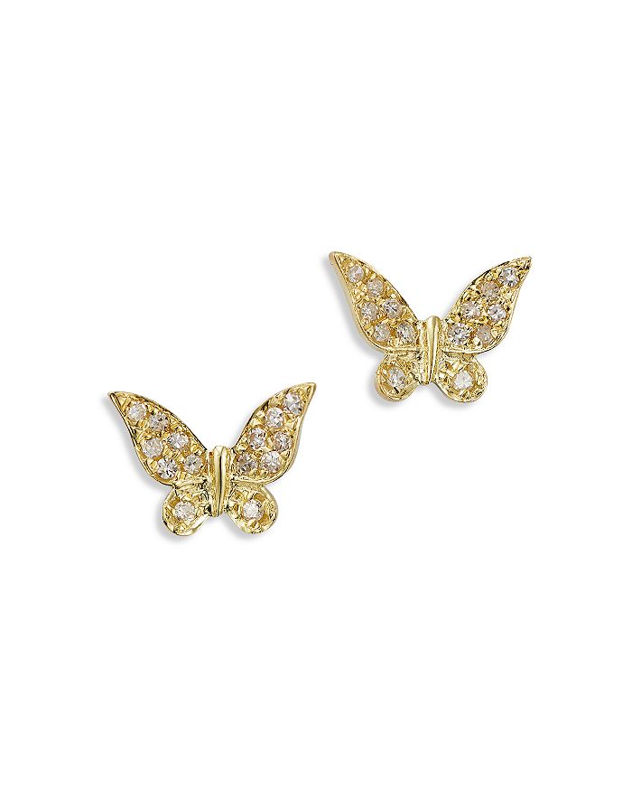 Meira T 14k Yellow Gold Diamond Butterfly Earrings
