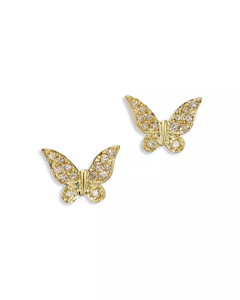 Meira T 14K Yellow Gold Diamond Butterfly Earrings