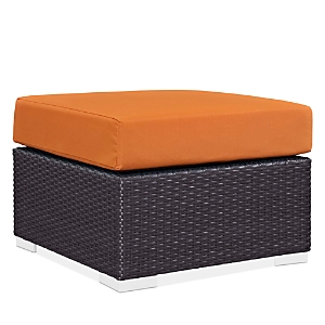 Modway Outdoor Convene Outdoor Patio Fabric Square Ottoman In Espresso Orange