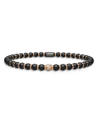 Roberto Demeglio - 18K Rose Gold & Matte Black Ceramic Stretch Bracelet with Champagne Diamonds