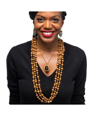 Earth Goddess Triple Strand Bead Necklace, 36"