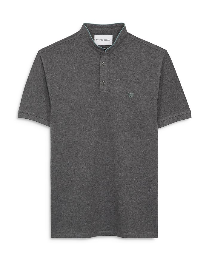 The Kooples Cotton Stand Collar Polo In Gray