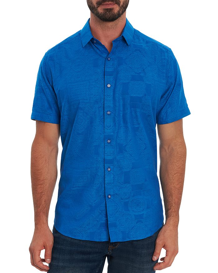 Robert Graham Woven Classic Fit Short Sleeve Shirt In Blue