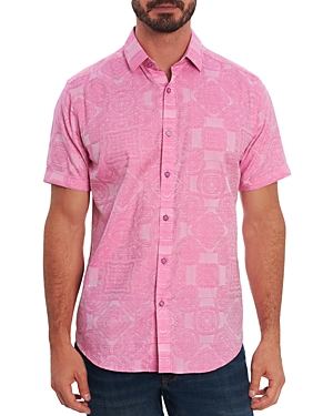 Robert Graham Woven Classic Fit Short Sleeve Shirt In Light Pink