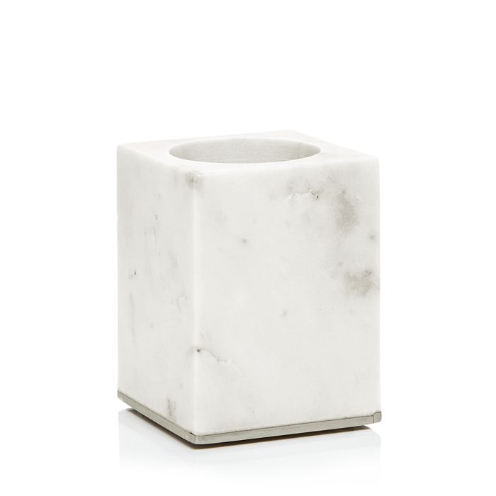 Shop Sferra Pietra Marble Toothbrush Holder In White/silver