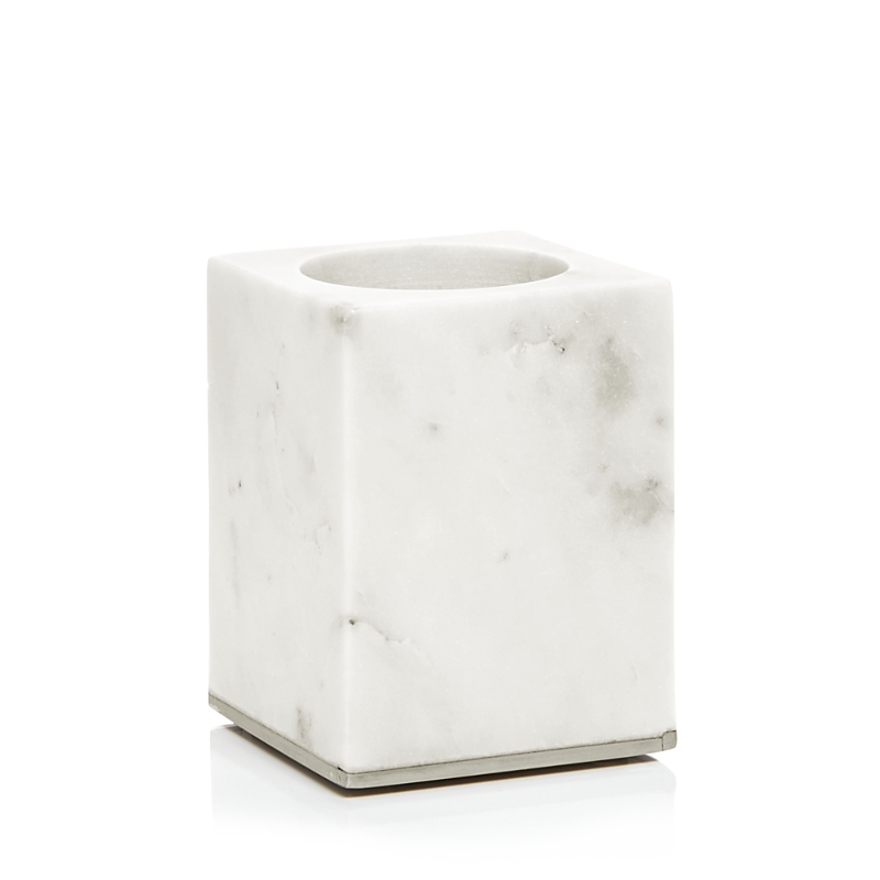 Sferra Pietra Marble Toothbrush Holder In White/silver