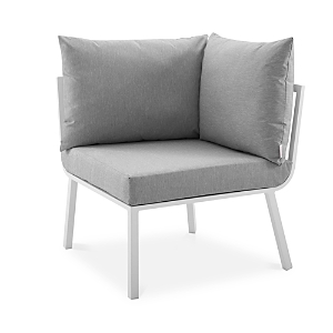 Modway Riverside Outdoor Patio Aluminum Corner Chair In Light Gray/white