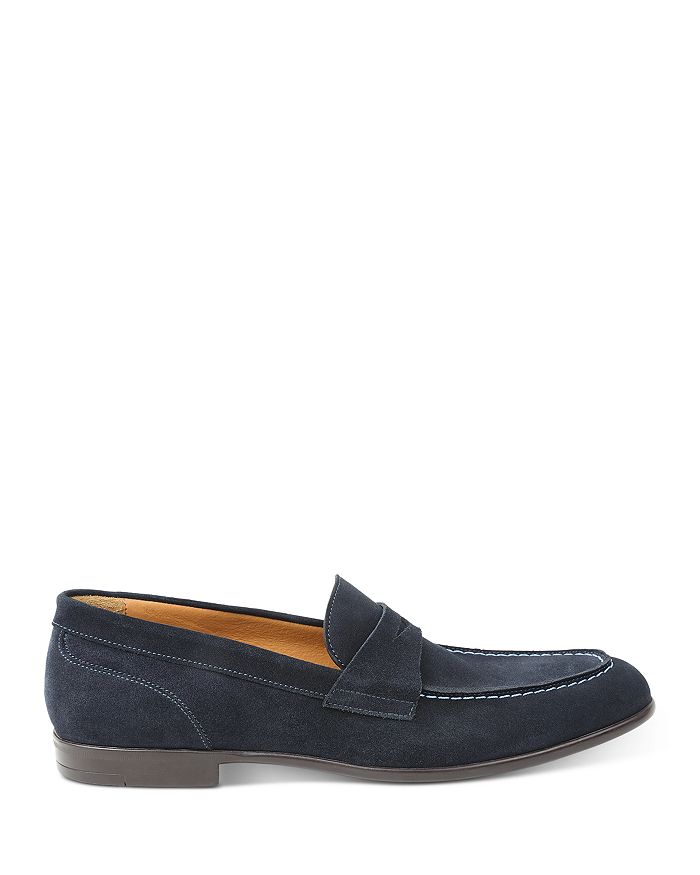 Shop Bruno Magli Men's Silas Slip On Penny Loafers In Navy Suede