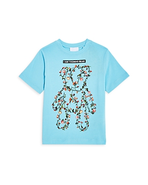 Shop Burberry Girls' Floral Thomas Bear Tee - Little Kid, Big Kid In Pale Turquoise