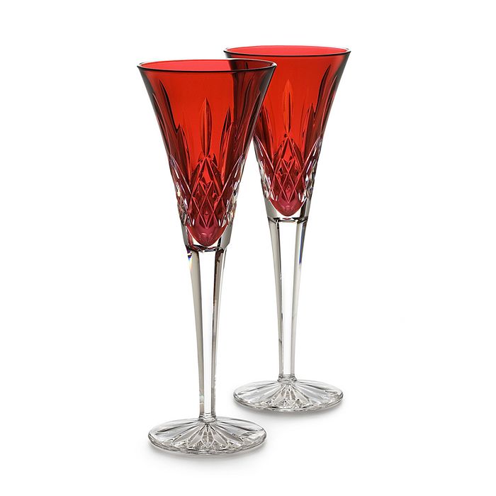 Waterford - Lismore Crimson Champagne Flutes, Set of 2