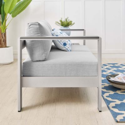  Shore Sunbrella Fabric Aluminum Outdoor Patio Loveseat