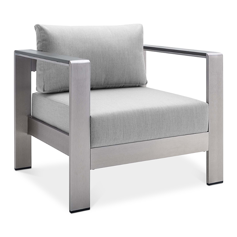 Photos - Chair Modway Shore Sunbrella Fabric Aluminum Outdoor Patio Armchair EEI-4225-SLV-GRY