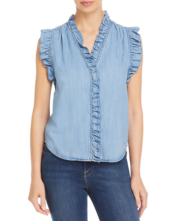 Frame lauren sleeveless ruffle top Clearance