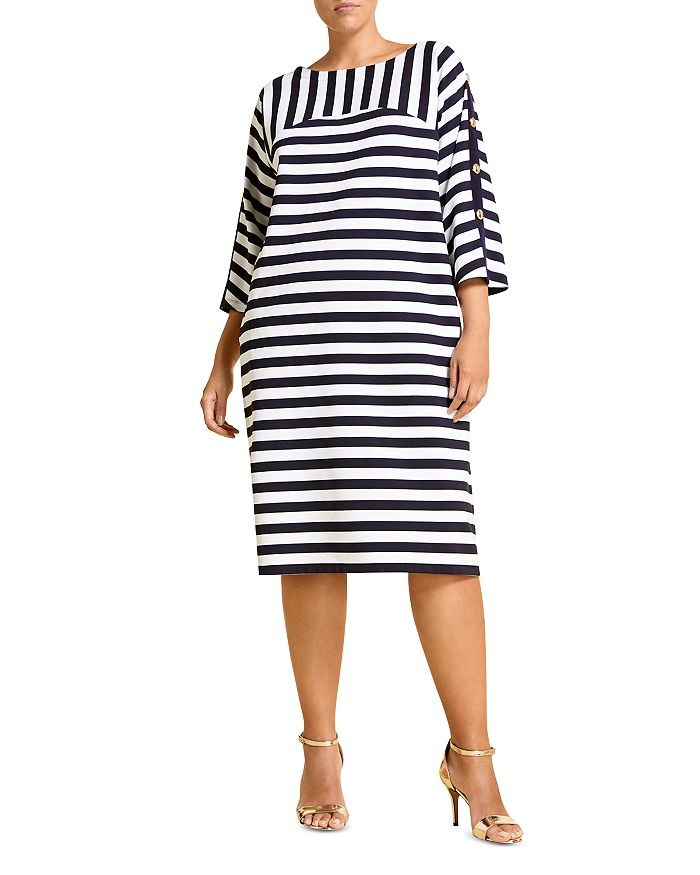 Marina Rinaldi Occhiali Striped Jersey Dress | Bloomingdale's