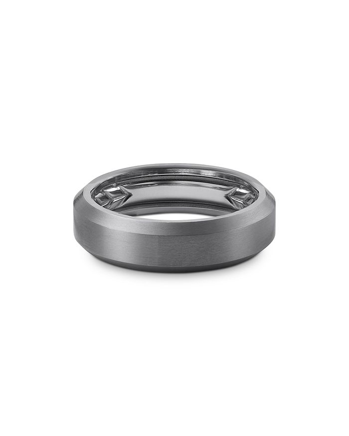 Shop David Yurman Grey Titanium Beveled Band Ring In Gray