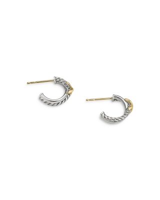 Sterling Silver & 18K Yellow Gold Petite X Mini Hoop Earrings