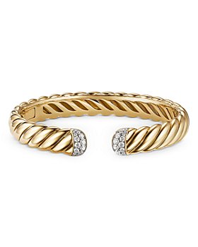 David Yurman - 18K Yellow Gold & Diamond Sculpted Cable Cuff Bracelet