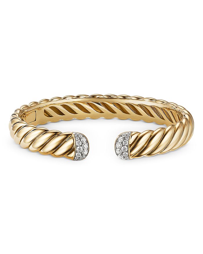 David Yurman - 18K Yellow Gold & Diamond Sculpted Cable Cuff Bracelet