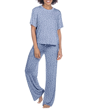 Honeydew All American Pajama Set In Cove Leopard