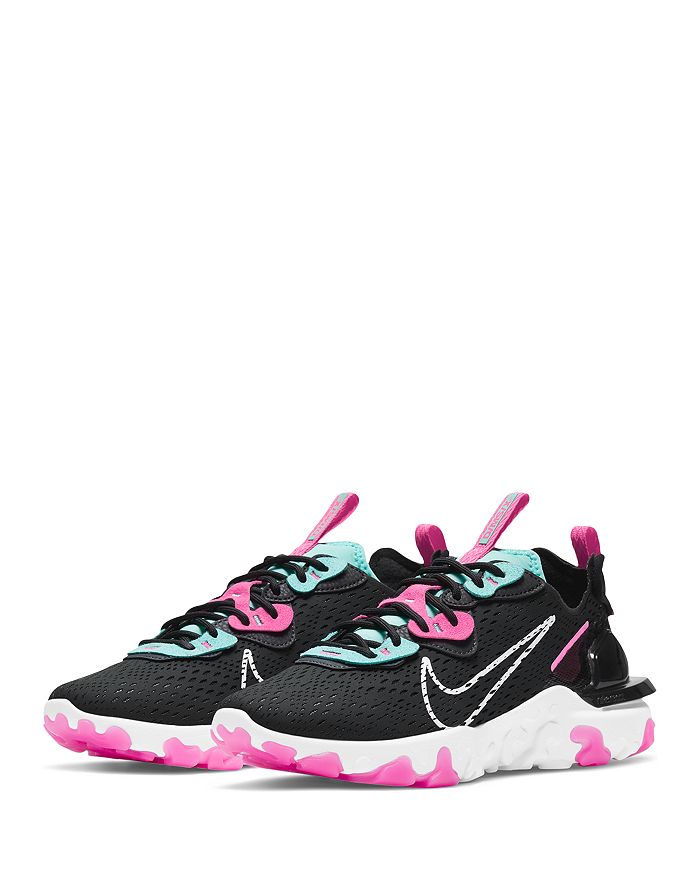Nike Women's React Vision Low Top Running Sneakers In Black/aqua