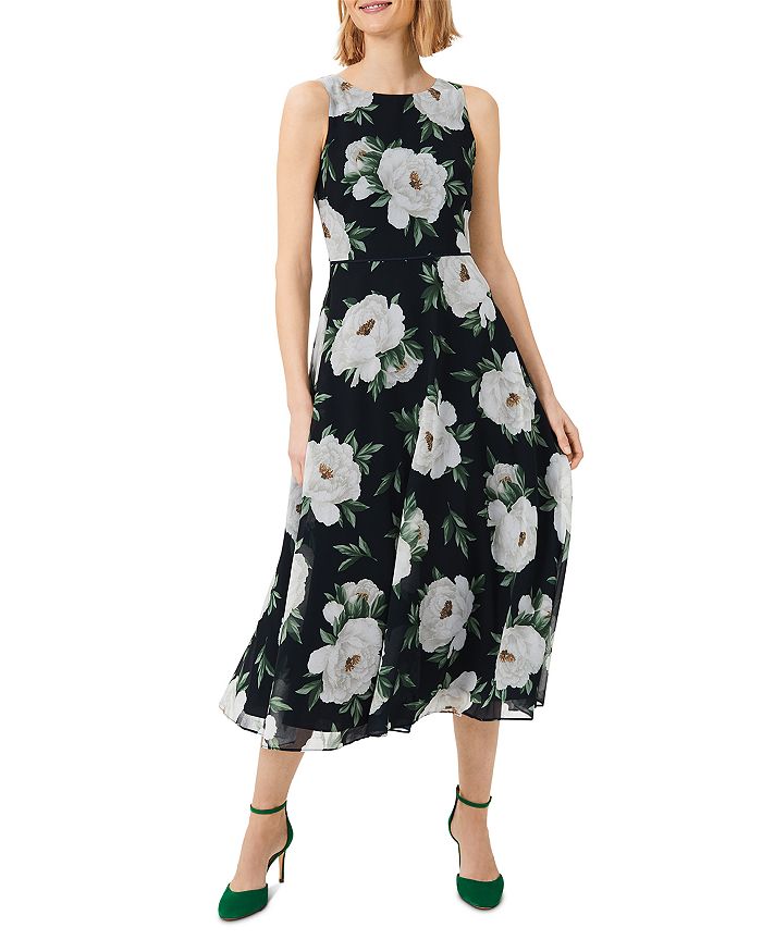 Hobbs London Carly Floral Print Dress In Navy Ivory