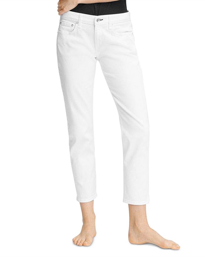 Rag & Bone Dre Low Rise Ankle Slim Boyfriend Jeans In White