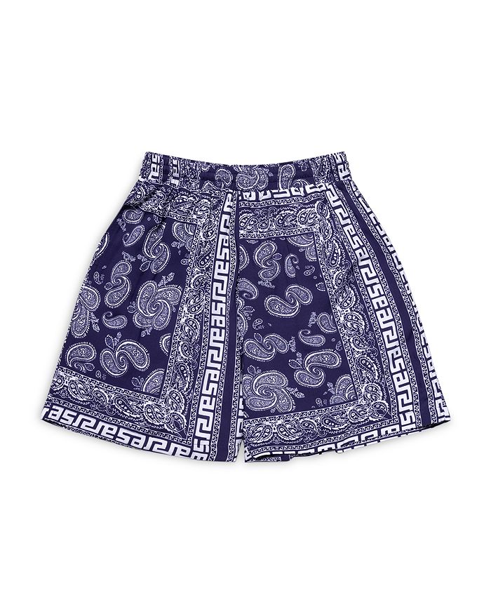 Aries Purple Bandana Print Bermuda Shorts In Navy