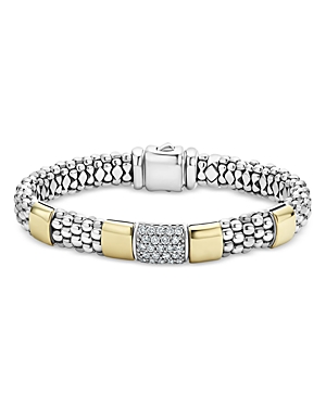 Lagos Sterling Silver & 18K Gold High Bar Diamond Bracelet, 6 - 100% Exclusive