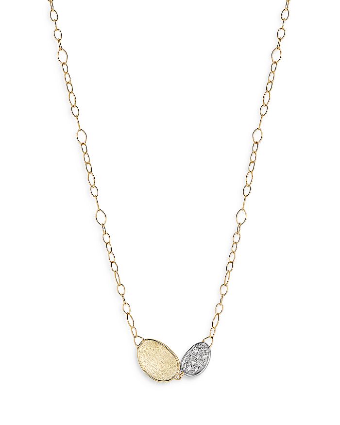 Shop Marco Bicego 18k Yellow & White Gold Lunaria Diamond Station Necklace, 16.5 In Multi
