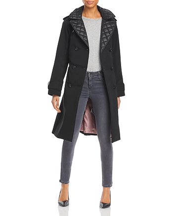 kate spade new york Quilted Trim Hooded Trench Coat | Bloomingdale's
