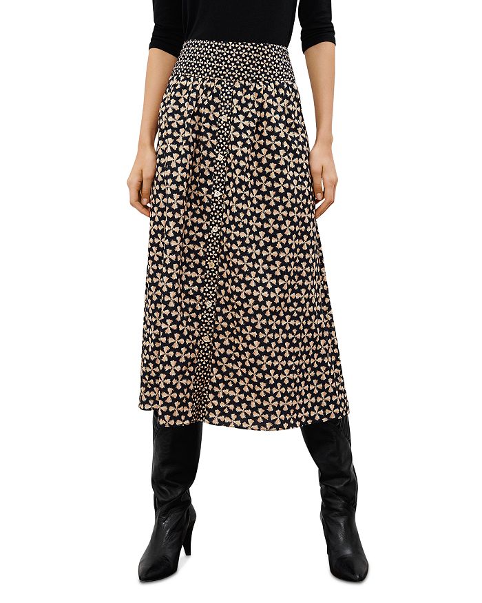 ba&sh Cylia Wide Waistband Printed Skirt | Bloomingdale's