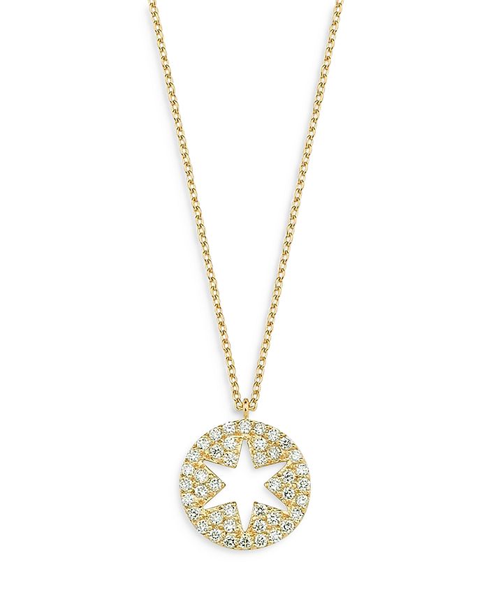 Own Your Story 14k Yellow Gold Cosmos Diamond Star Cutout Pendant Necklace, 16 In White/gold