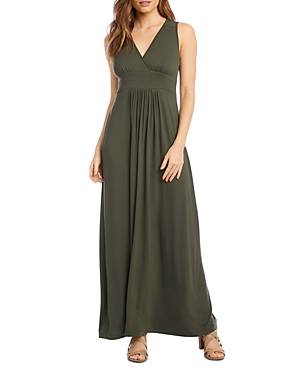 Karen Kane Sleeveless V-neck Maxi Dress In Olive