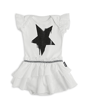 Nununu Girls' Cotton Skirted Star Bodysuit - Baby In White