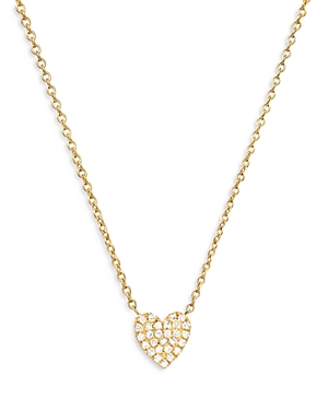 14K Yellow Gold Diamond Heart Pendant Necklace, 18
