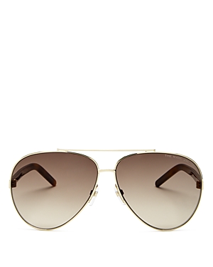 Marc Jacobs Women's Brow Bar Aviator Sunglasses, 51mm In Gold/brown