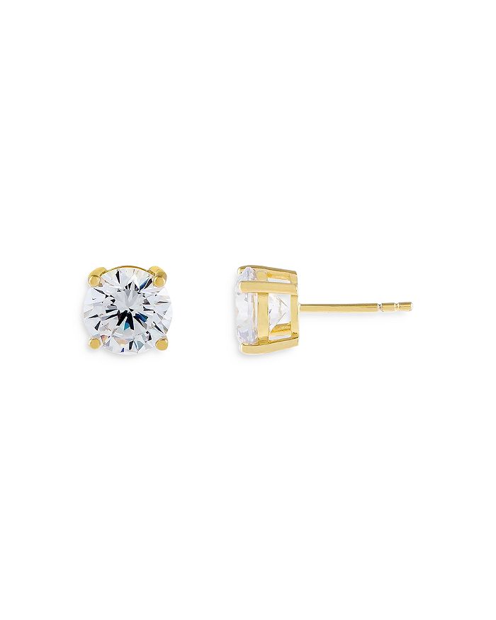 ADINAS JEWELS CUBIC ZIRCONIA STUD EARRINGS IN GOLD TONE STERLING SILVER,E15883-GLD-277