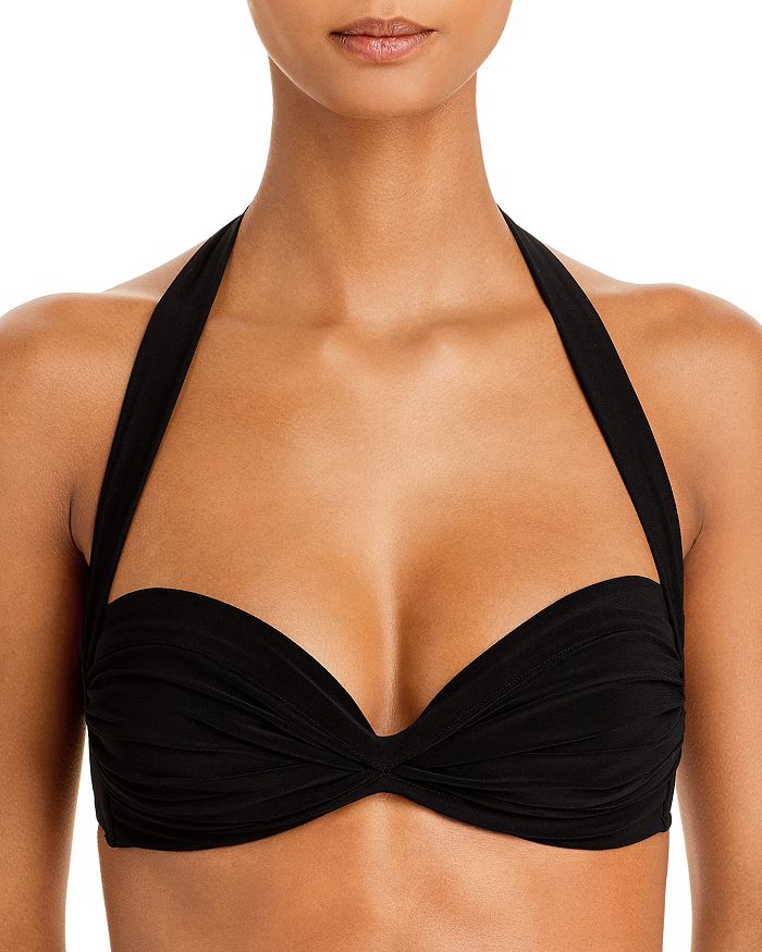 Shop Norma Kamali Bill Halter Bikini Top In Black